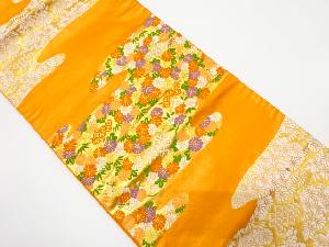 ヱ霞に菊・七宝模様織り出し　袋帯